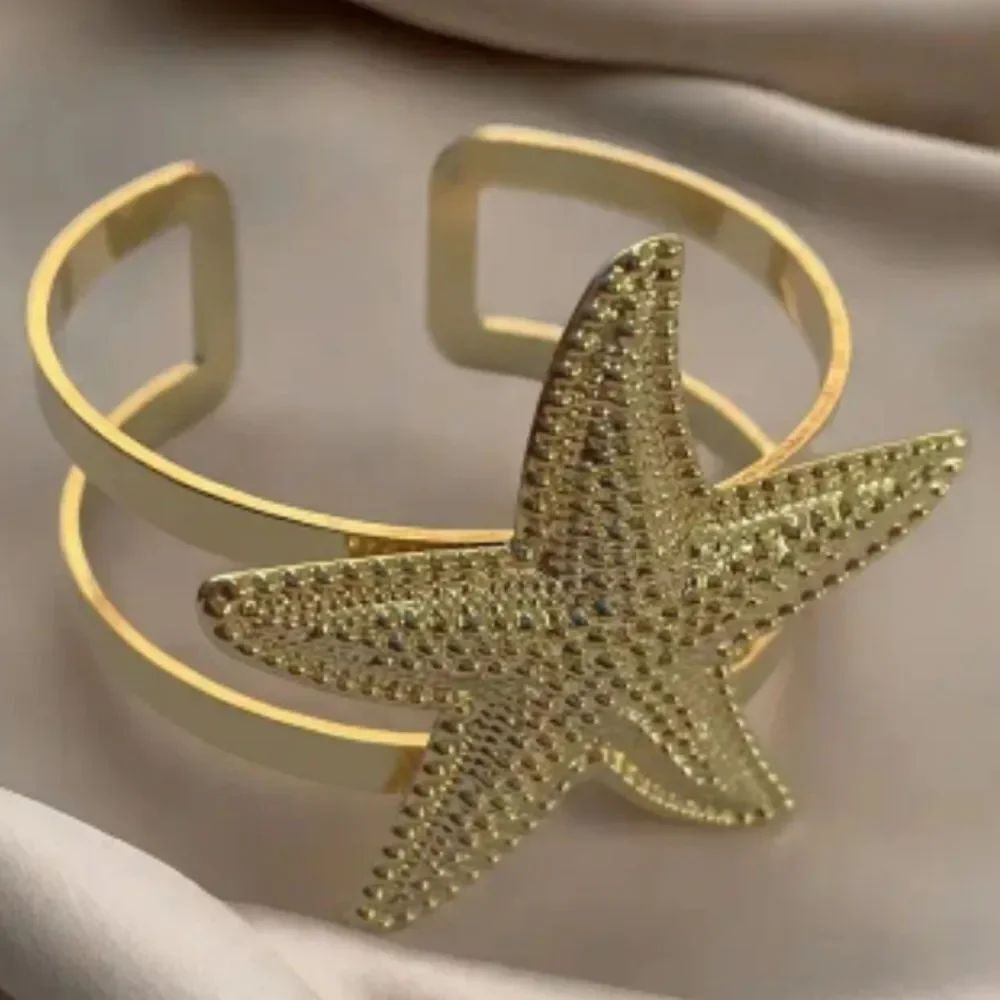 Gold Starfish Cuff Bracelet
